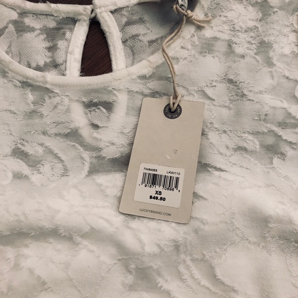 SOLD NWT XS Lucky Brand Clipped Jacquard Neck Tee - Picture 6 of 8